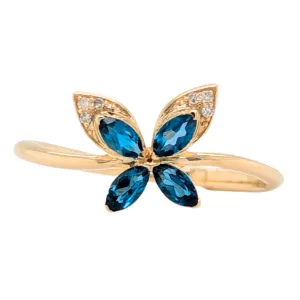 10K Yellow Gold London Blue Topaz Butterfly Ring