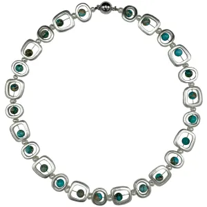 129-TURQ-SHORT| MOD NECKLACE TURQUOISE SHORT 18"