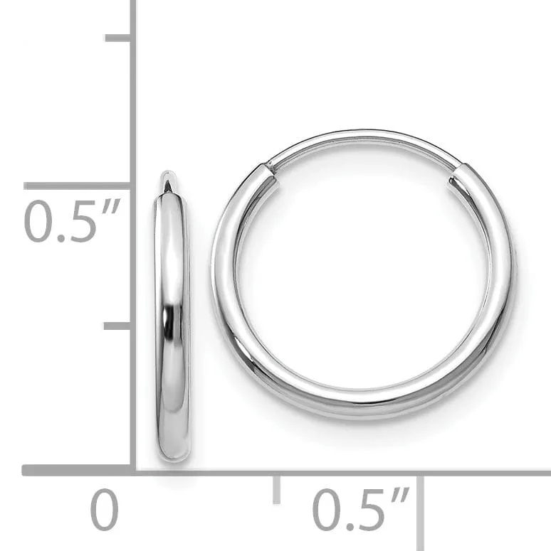 14k White Gold Polished Endless Hoop Earring 1.5mm x 15mm