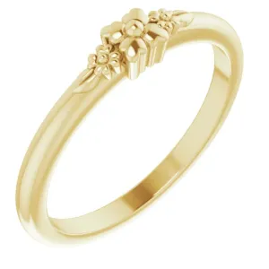 14K Yellow Gold Floral Stackable Ring