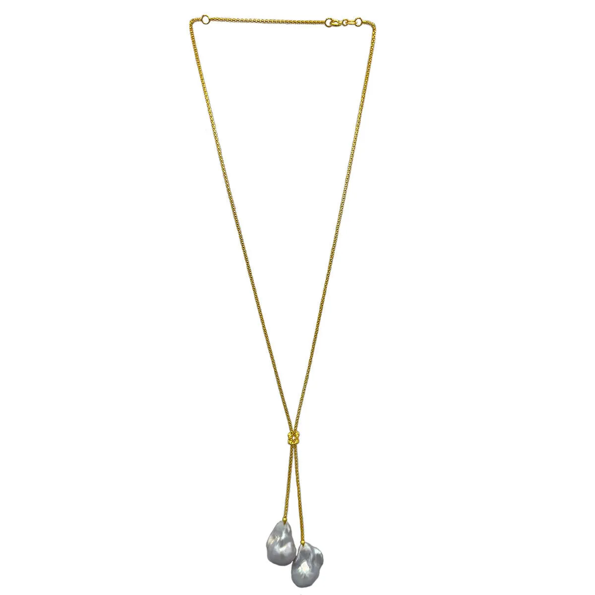 153-07-G | GOLD CHAIN w/ 2 GRAY WILD PEARLS