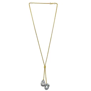 153-07-G | GOLD CHAIN w/ 2 GRAY WILD PEARLS