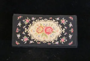 1930's Clutch Petit Point Purse Vintage Purse Floral Wallet Style Purse West German