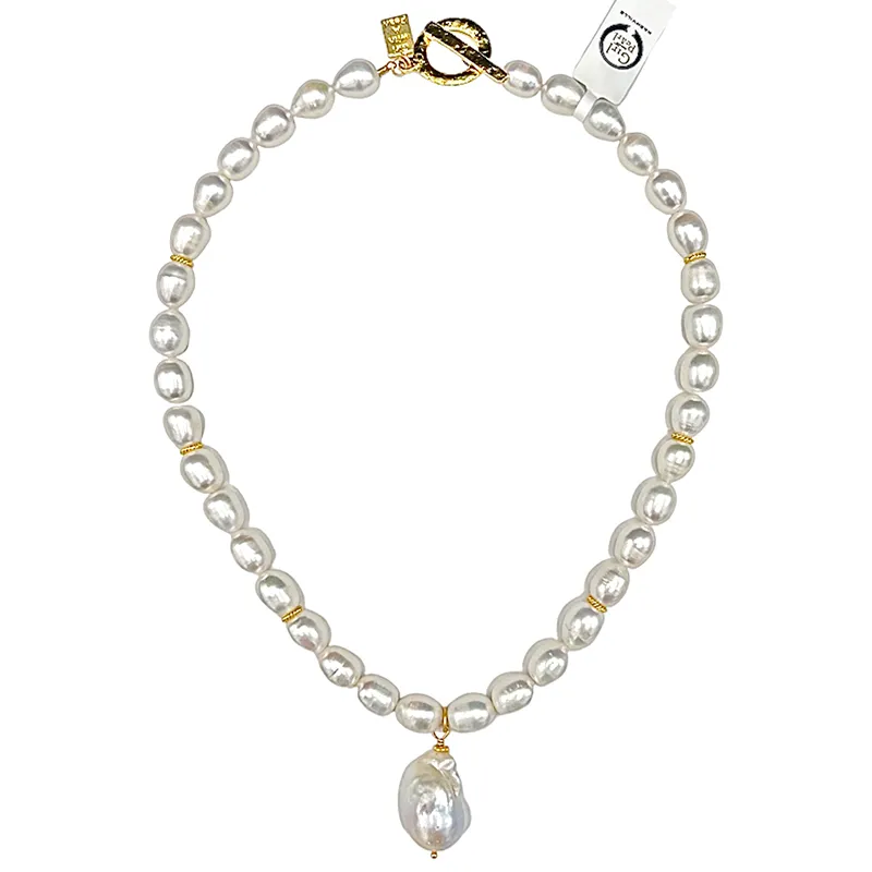 714-01-GP | FRESHWATER NECKLACE W/ WILD PEARL DROP