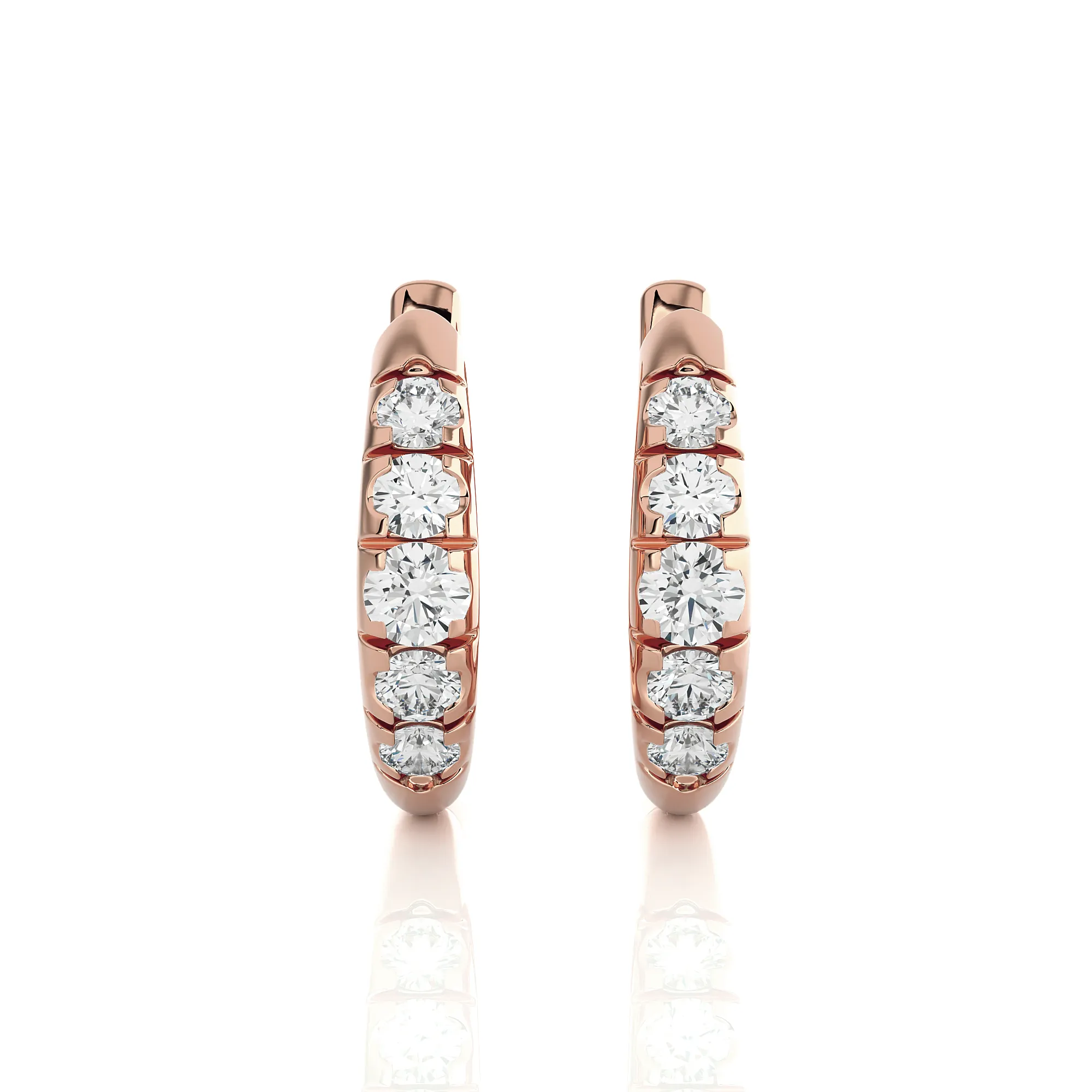 7/8 ctw Round Lab Grown Diamond Hoop Earrings