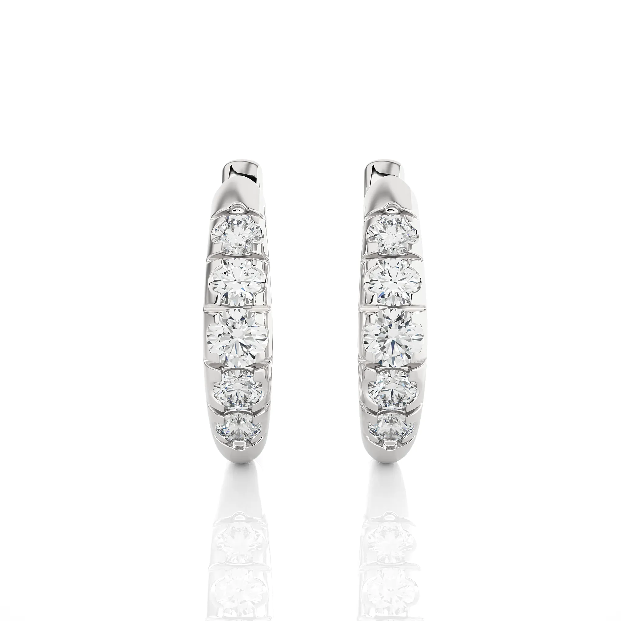 7/8 ctw Round Lab Grown Diamond Hoop Earrings