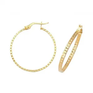 9ct Yellow Gold 25mm Diamond Cut Hoop Earrings ER654