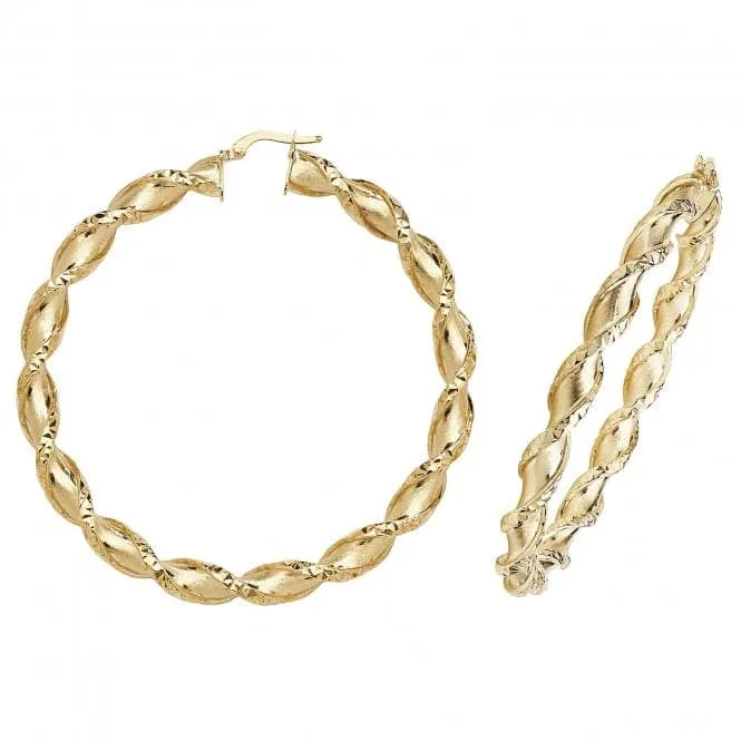 9ct Yellow Gold 60mm Double Circle Hoop Earrings ER990