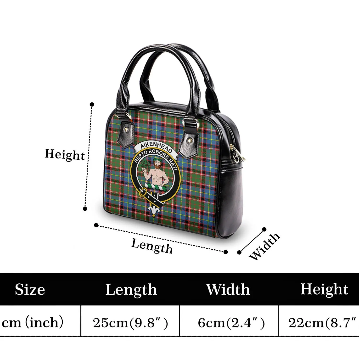 Aikenhead Tartan Shoulder Handbags with Family Crest