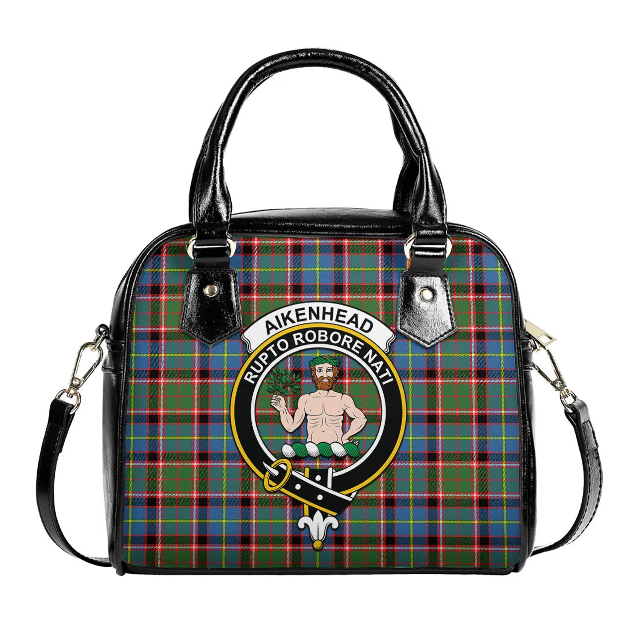 Aikenhead Tartan Shoulder Handbags with Family Crest