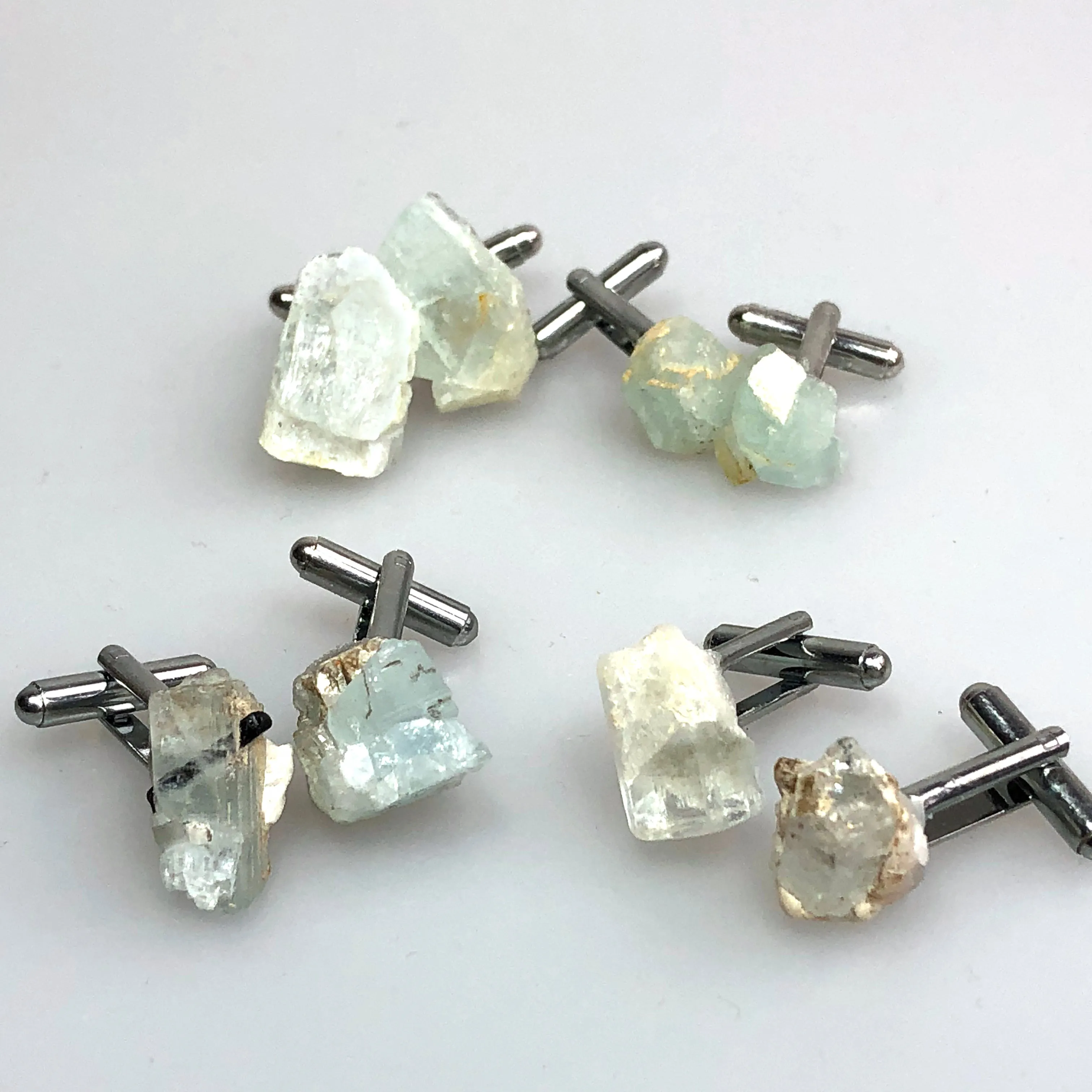 Aquamarine Cufflinks, raw stone cuff links