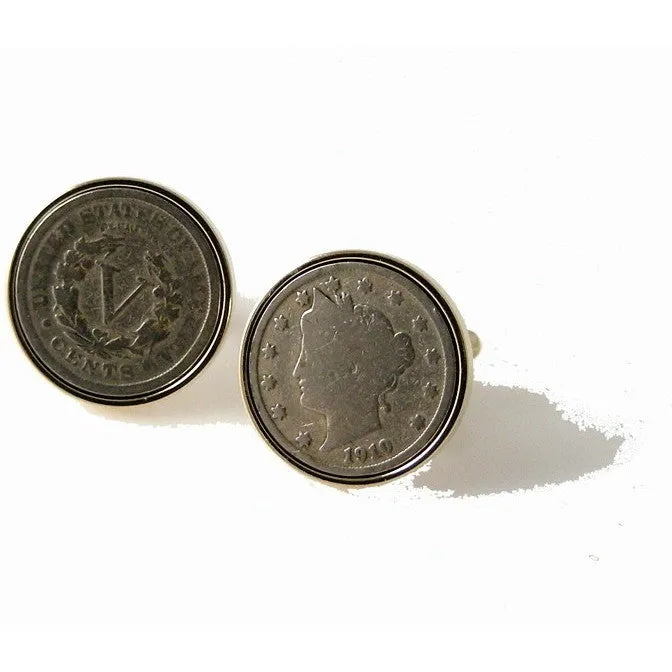 AUTHENTIC V NICKEL CUFFLINKS | COIN CUFFLINKS | NEW ORLEANS CUFFLINKS