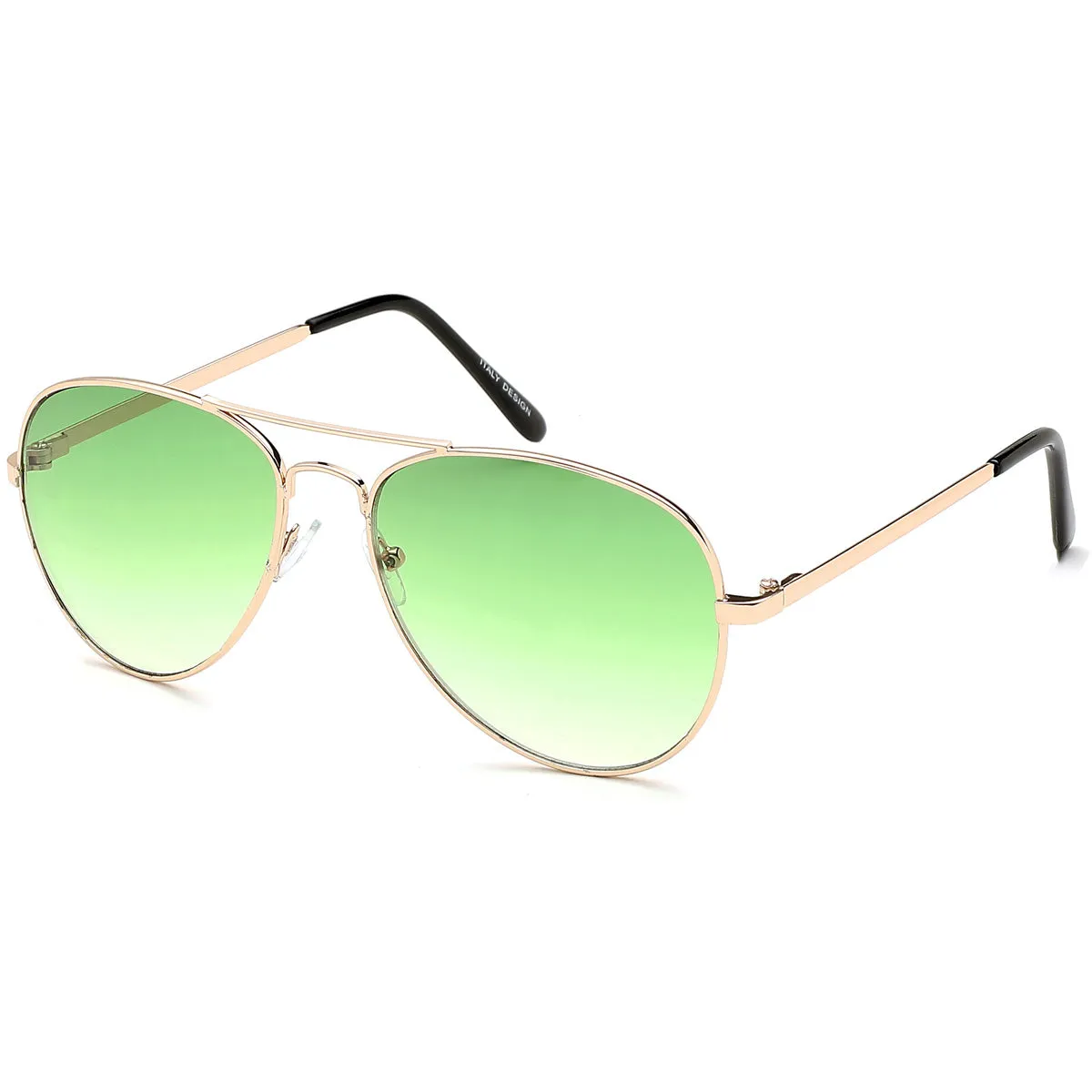 Aviator Sunglasses Classic - Non-Polarized - Gold Frame - Lime