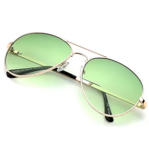 Aviator Sunglasses Classic - Non-Polarized - Gold Frame - Lime