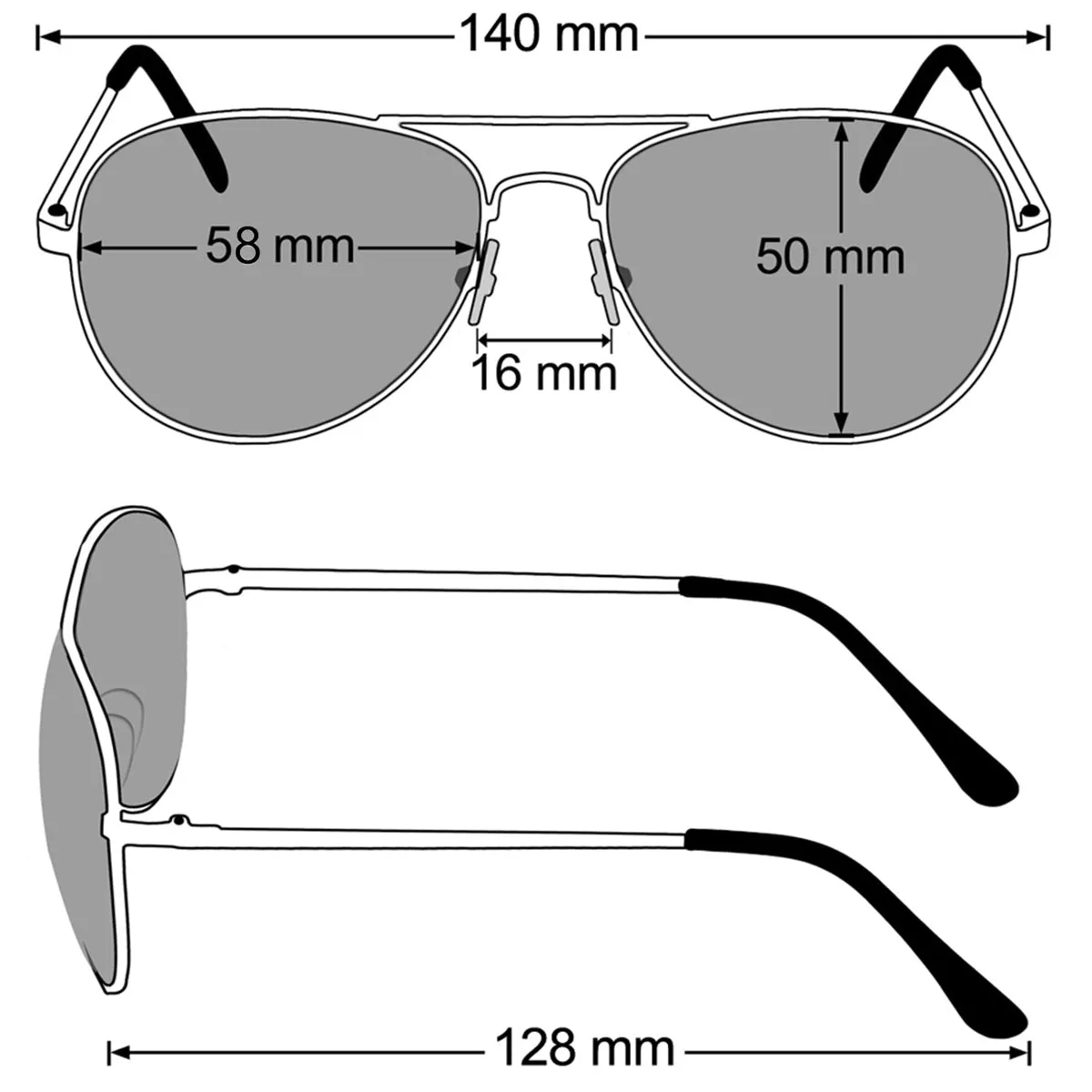 Aviator Sunglasses Classic - Non-Polarized - Silver Frame - Metallic Silver