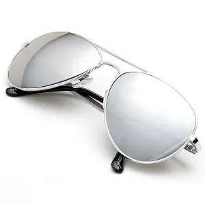 Aviator Sunglasses Classic - Non-Polarized - Silver Frame - Metallic Silver