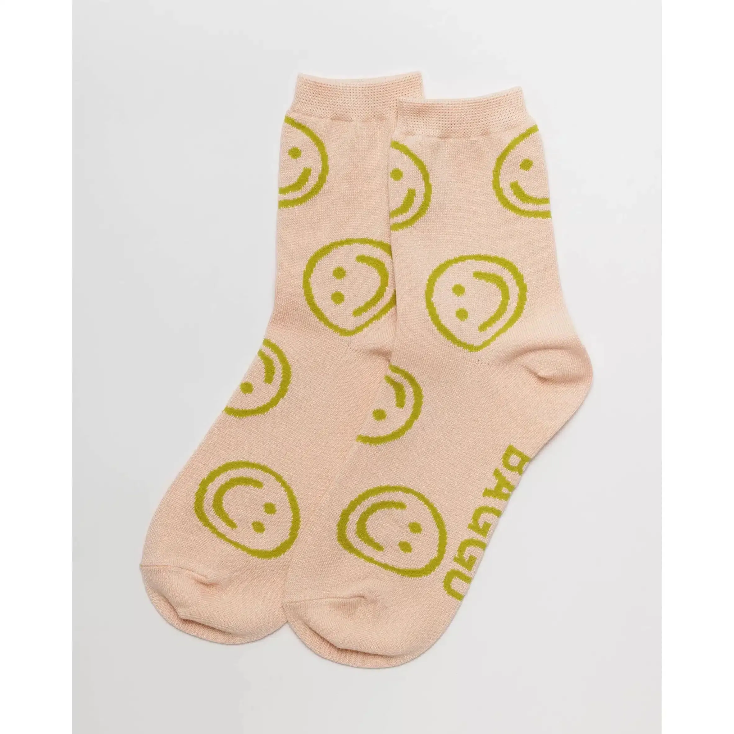 Baggu - Adult crew socks - Light Pink Happy