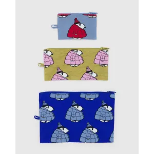 Baggu x Peanuts - Flat Pouch set of 3 - Puffer Snoopy