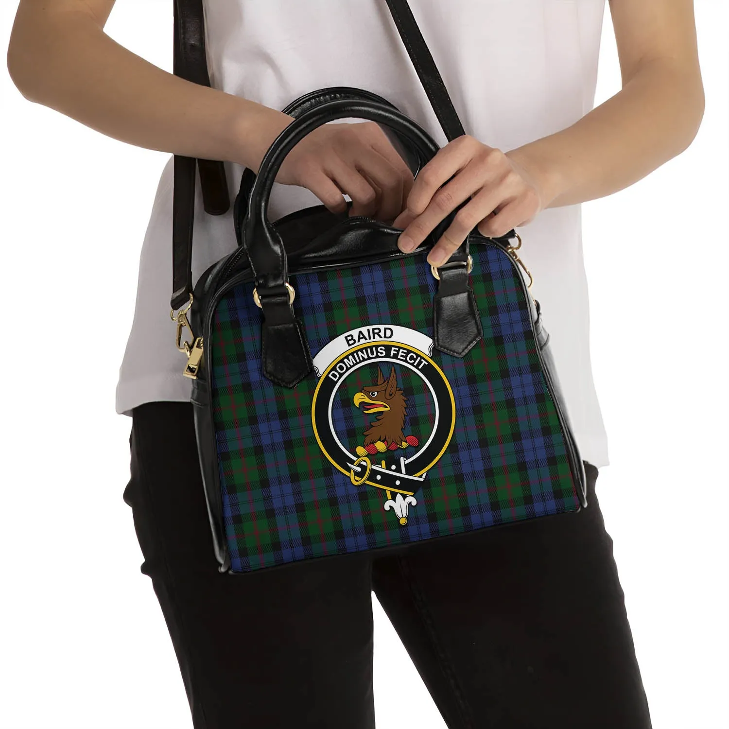 Baird Tartan Shoulder Handbags with Family Crest