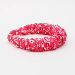 Bandhani Printed Fuchsia Pink Pleated Hair Band