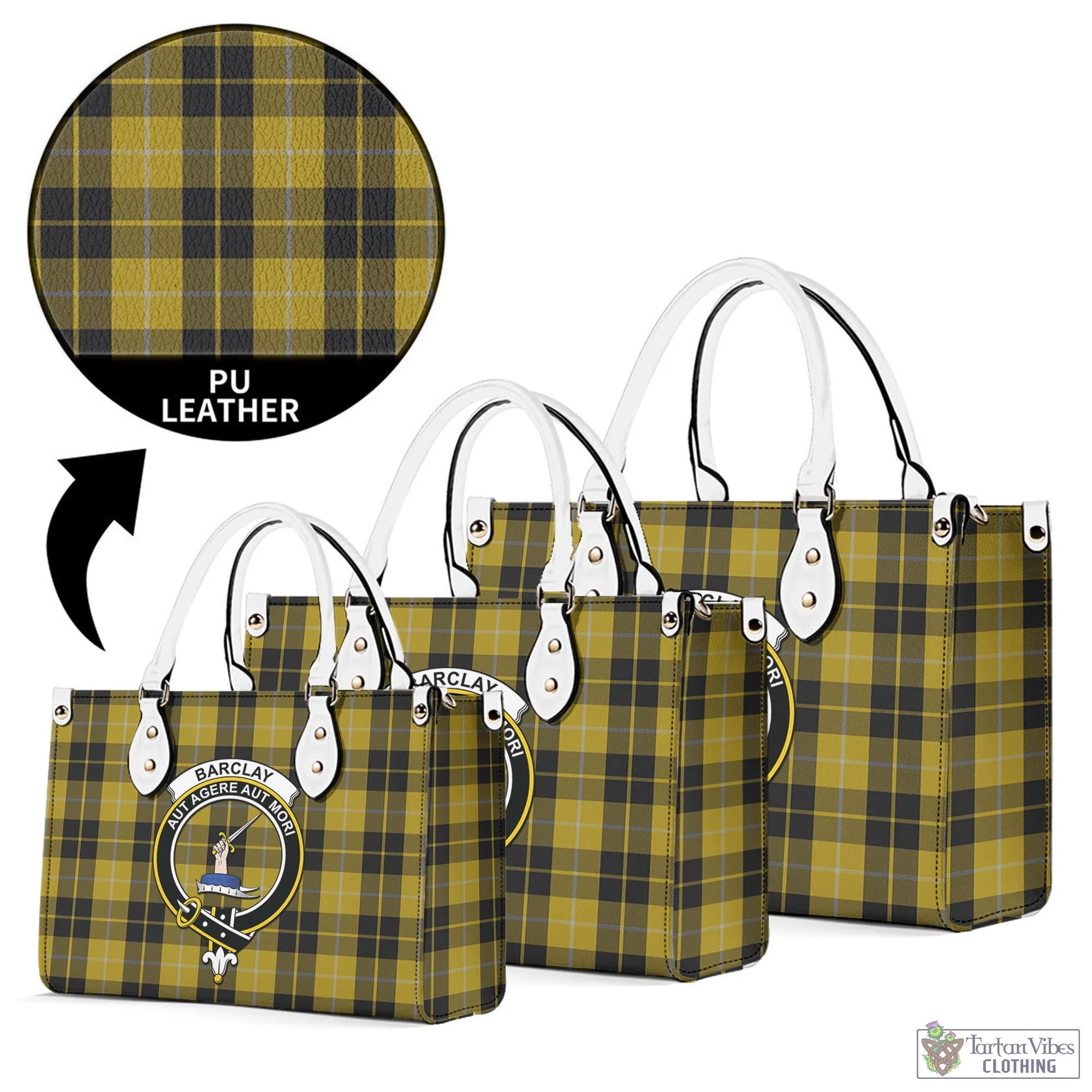 Barclay Dress Tartan Luxury Leather Handbags with Family Crest