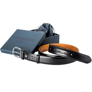 BARKER Belt - Mens Leather Plain - Black Calf