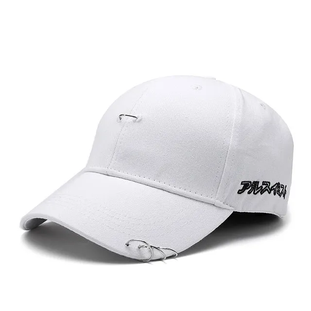 baseball cap unisex solid Ring Safety Pin curved hats baseball cap men women snapback caps casquette gorras