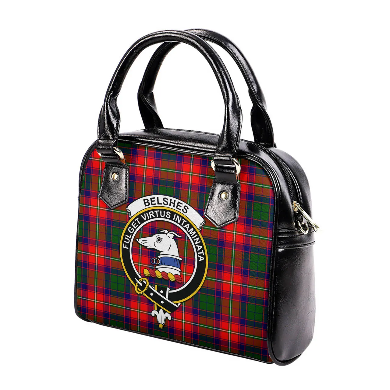 Belshes Tartan Shoulder Handbags with Family Crest