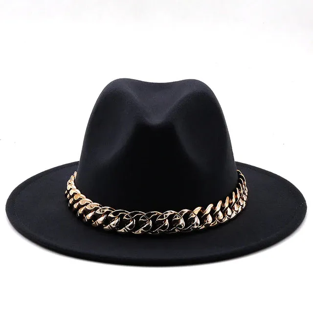 Black Chain Fedora Hat