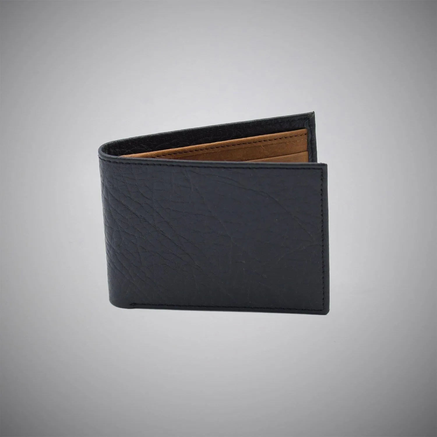 Black Connolly Embossed Calf Leather Wallet With Tan Suede Interior