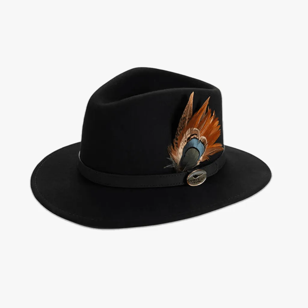 Black Fedora with Game Bird Feather