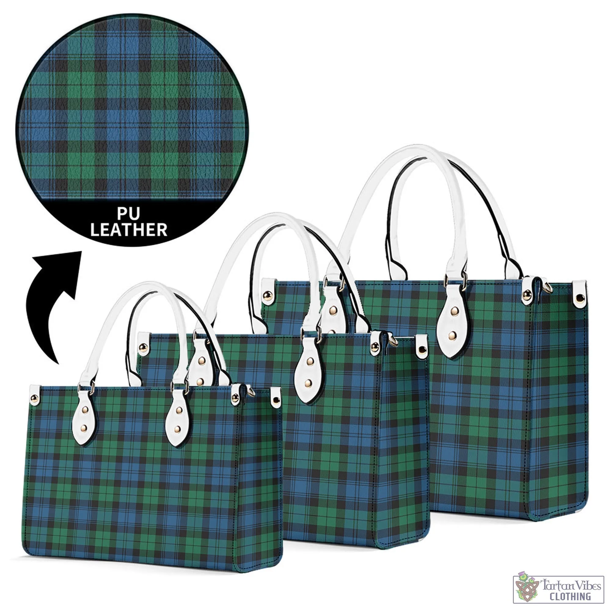 Black Watch Ancient Tartan Luxury Leather Handbags