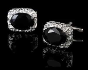 Black Zircon Silver Cufflinks