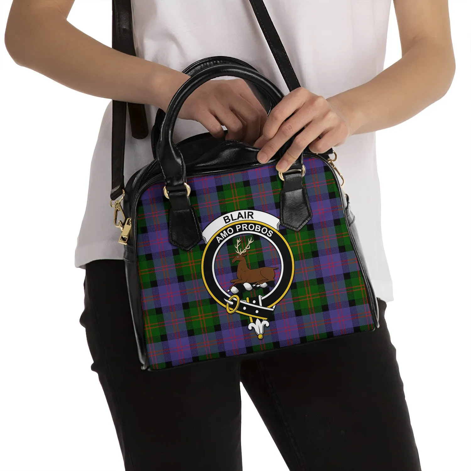 Blair Modern Tartan Shoulder Handbags with Family Crest