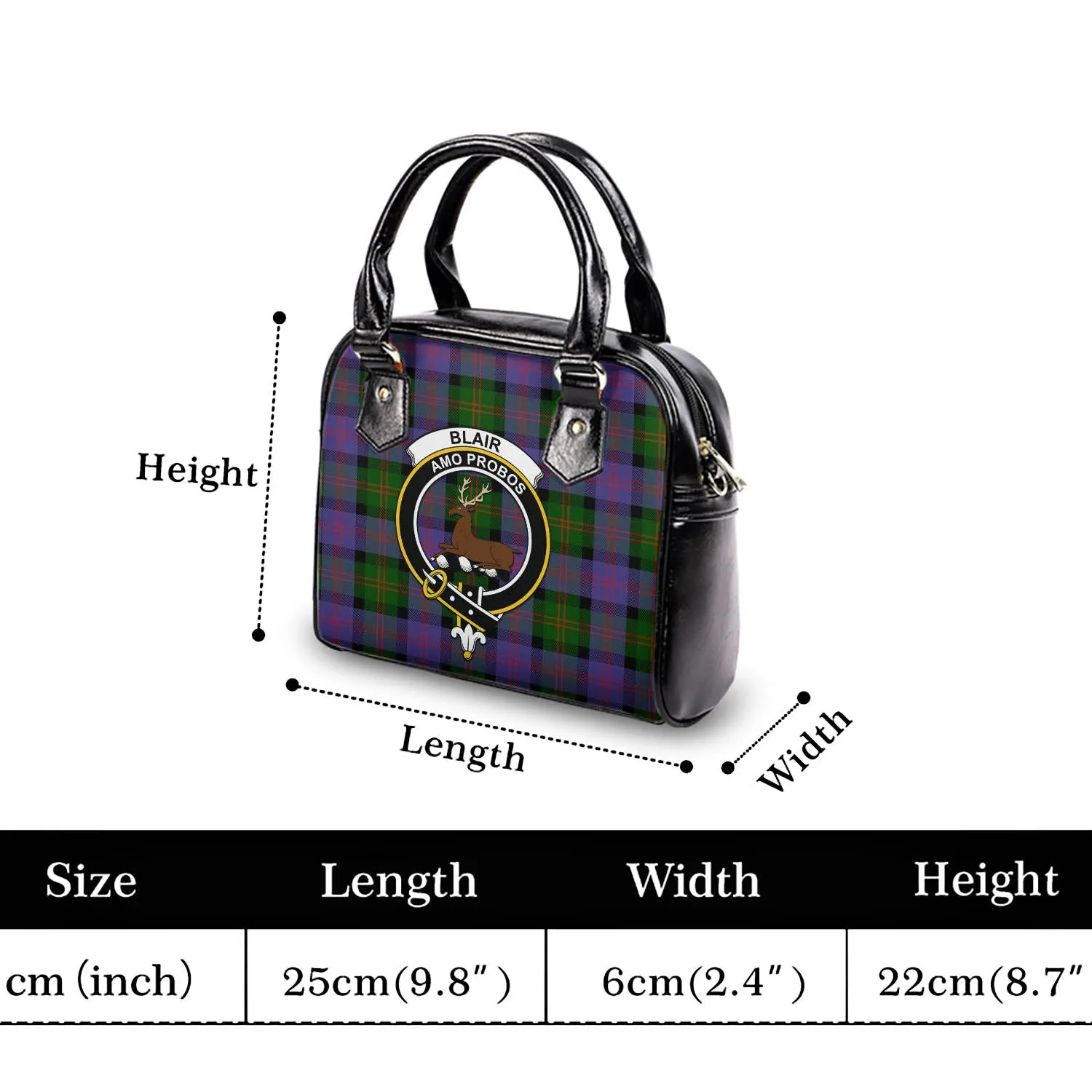 Blair Modern Tartan Shoulder Handbags with Family Crest