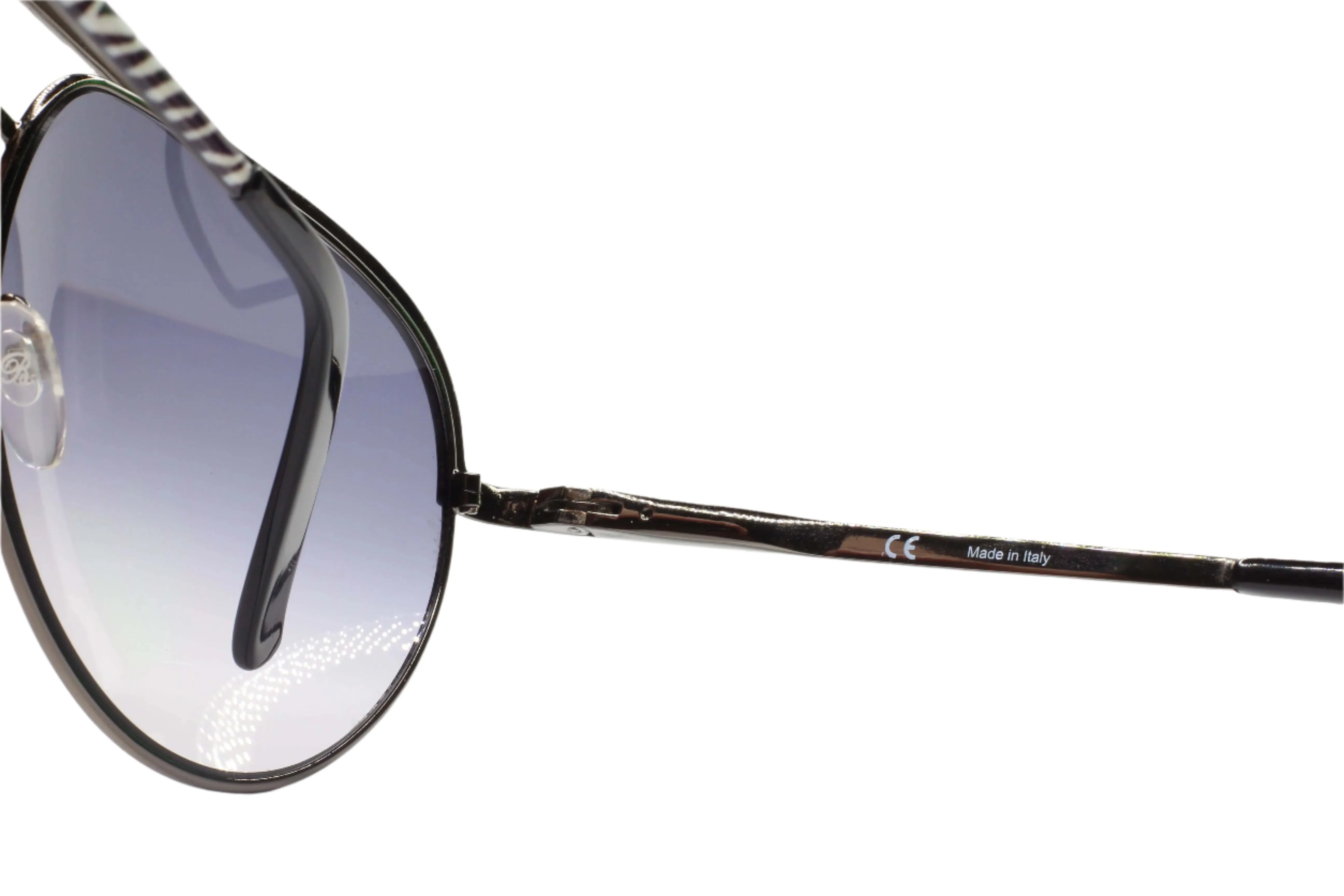 Blumarine SBM9512 08Q3 Zebra Aviator Metal Luxury Sunglasses