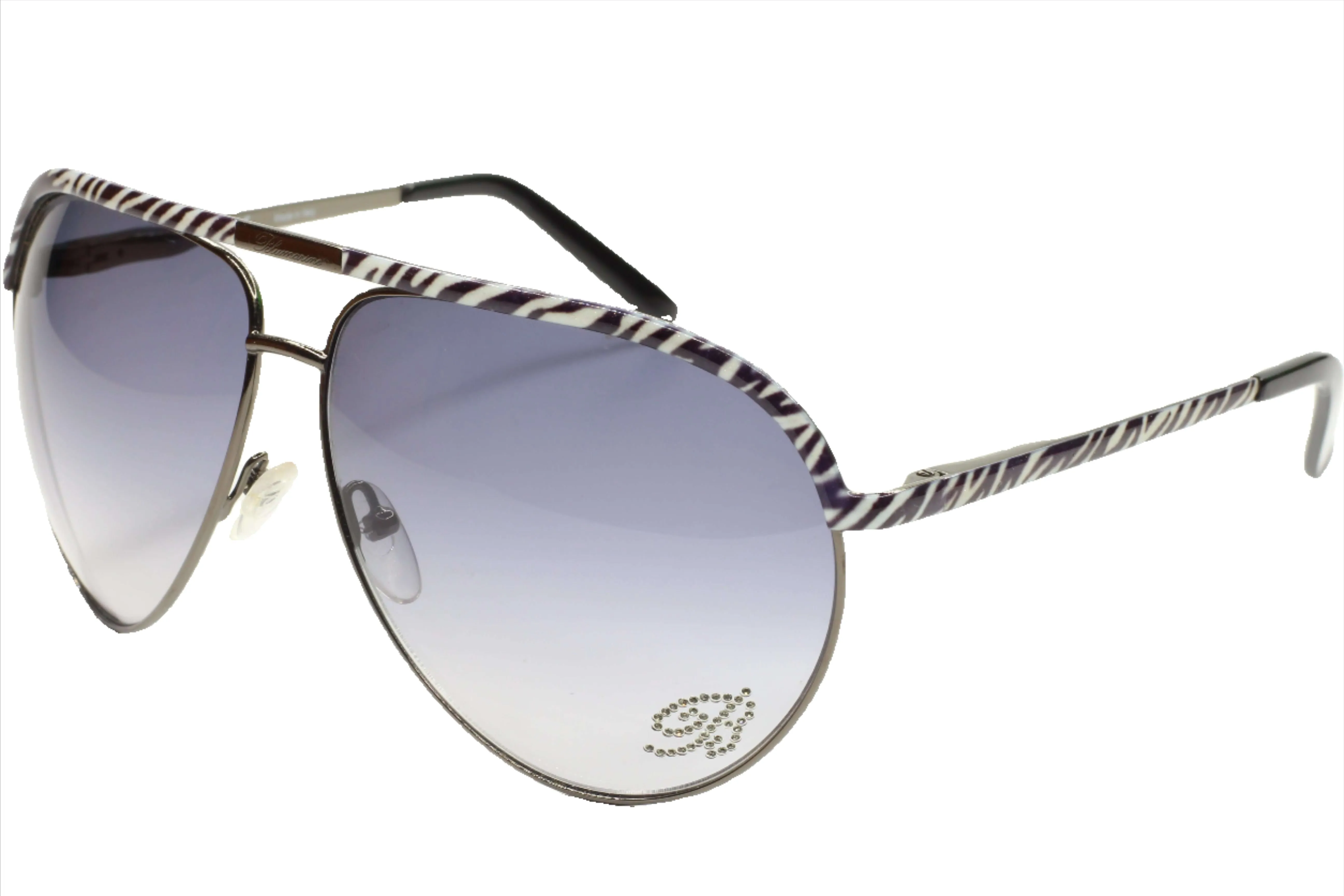 Blumarine SBM9512 08Q3 Zebra Aviator Metal Luxury Sunglasses