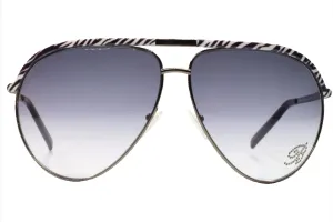 Blumarine SBM9512 08Q3 Zebra Aviator Metal Luxury Sunglasses