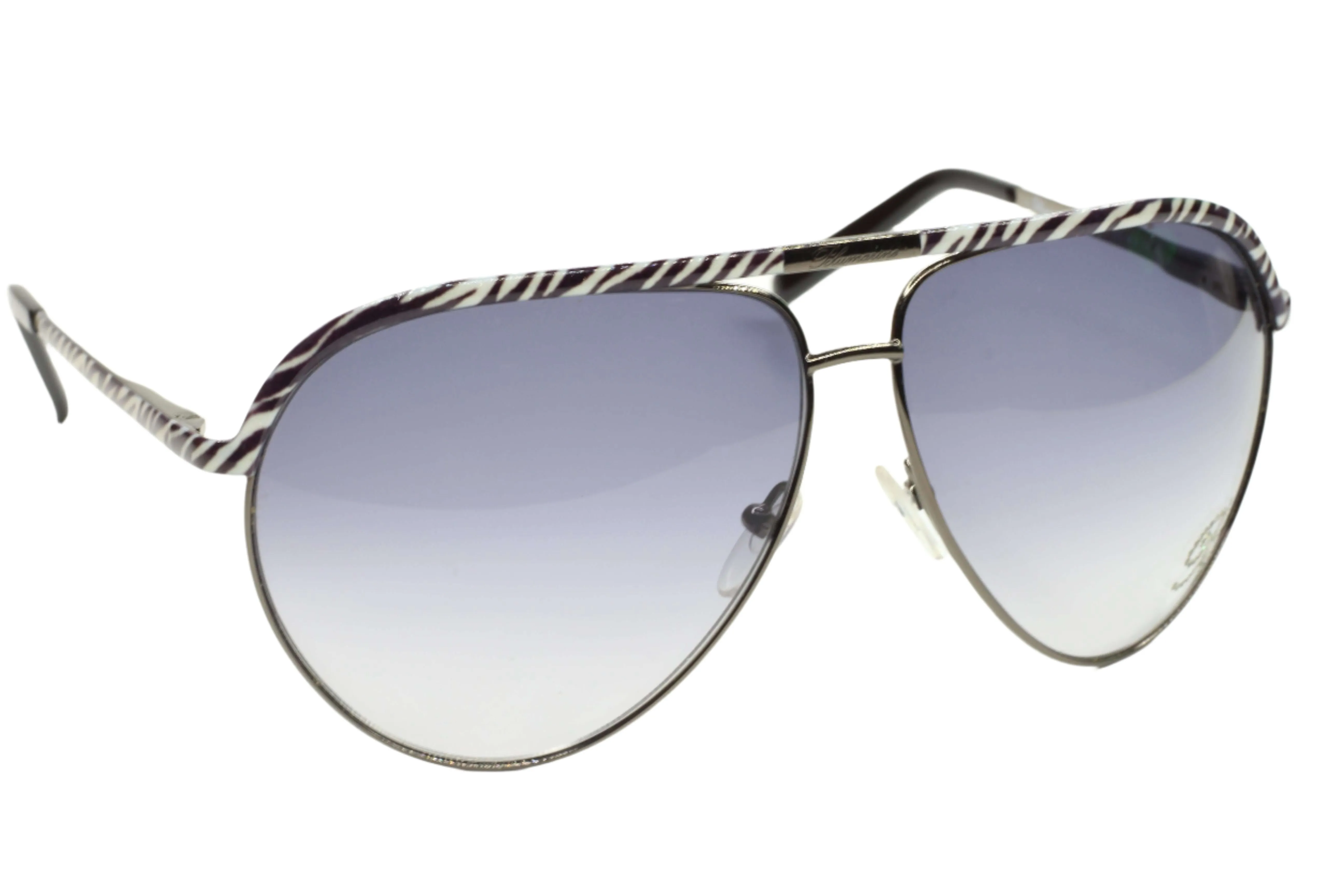 Blumarine SBM9512 08Q3 Zebra Aviator Metal Luxury Sunglasses