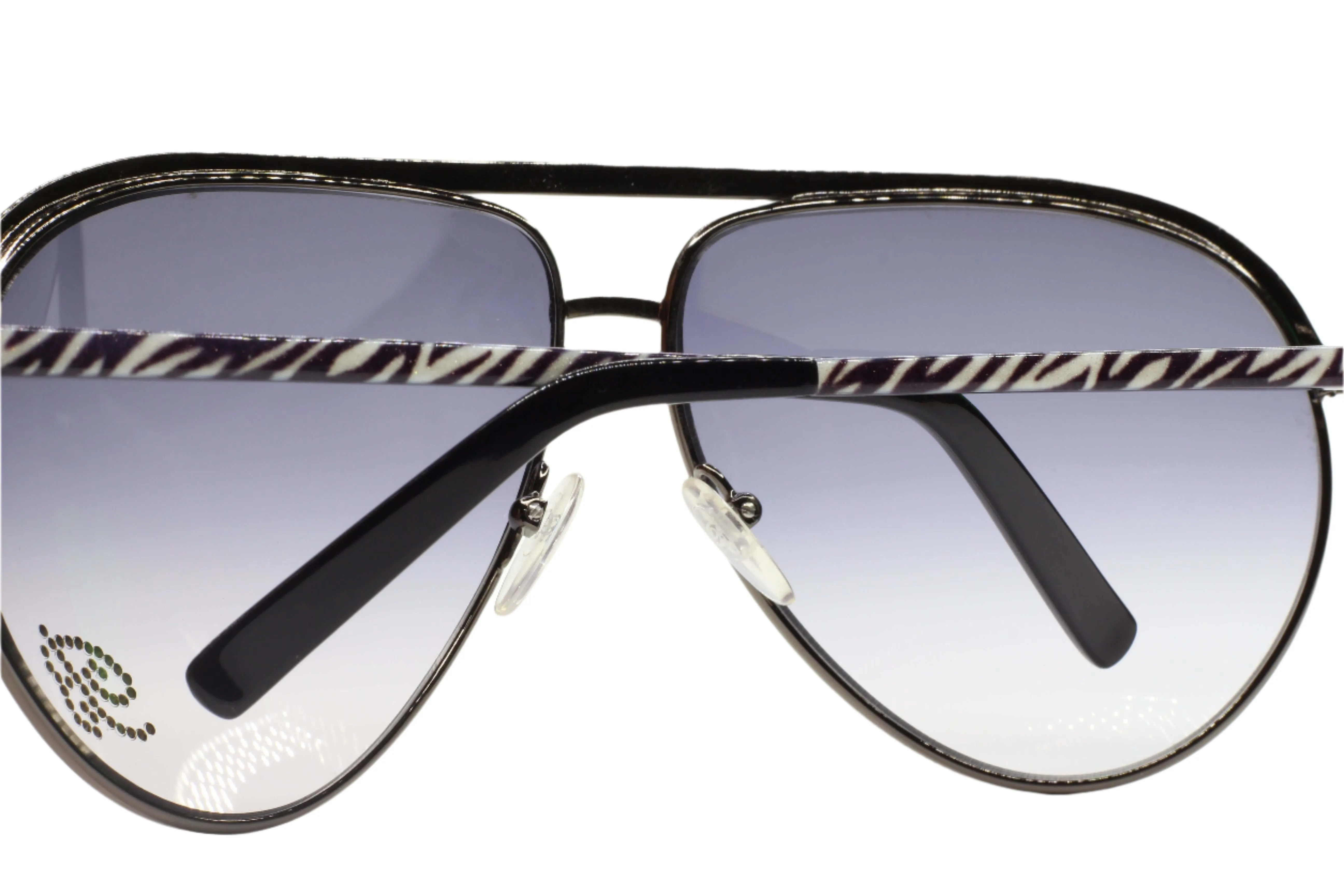 Blumarine SBM9512 08Q3 Zebra Aviator Metal Luxury Sunglasses