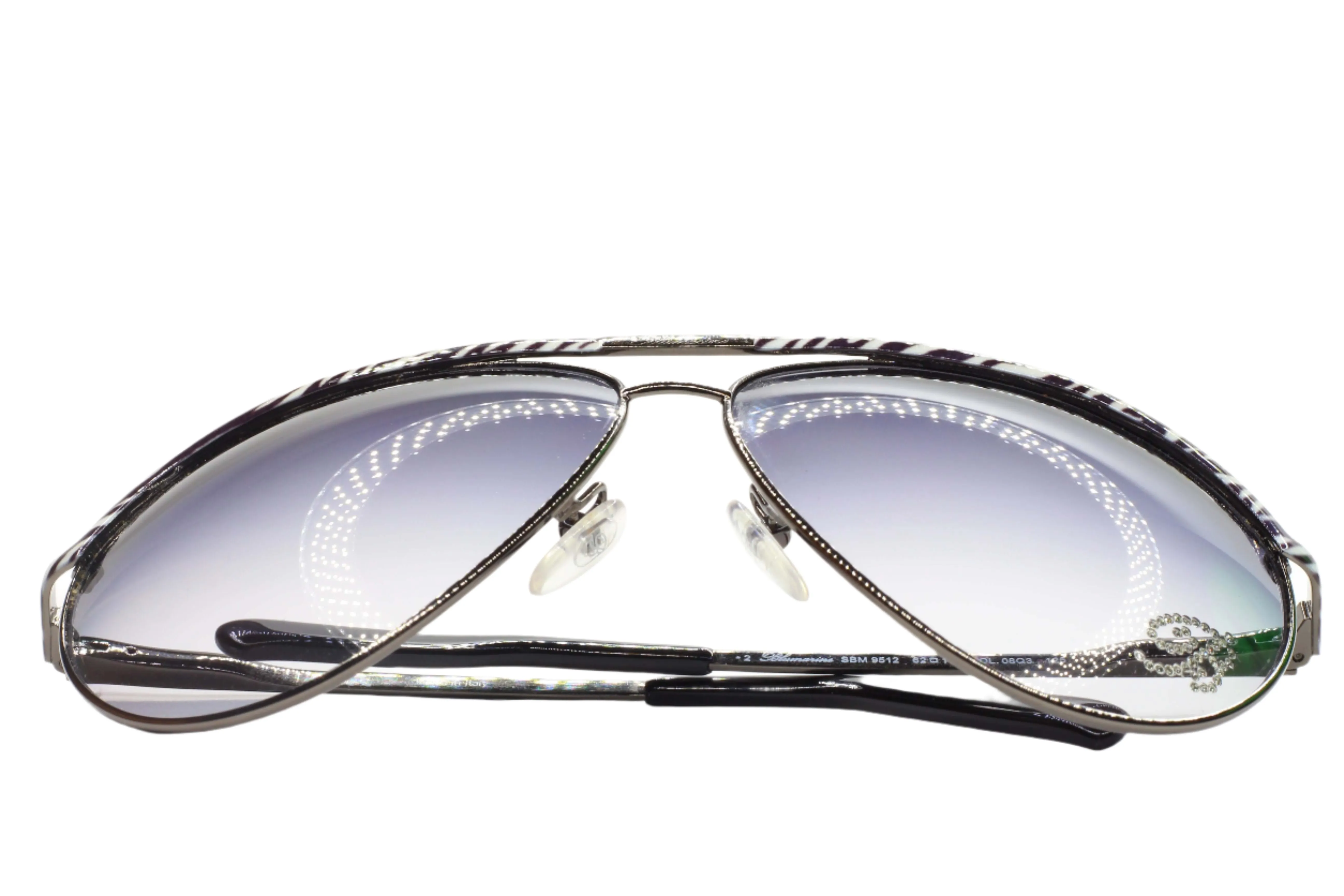 Blumarine SBM9512 08Q3 Zebra Aviator Metal Luxury Sunglasses