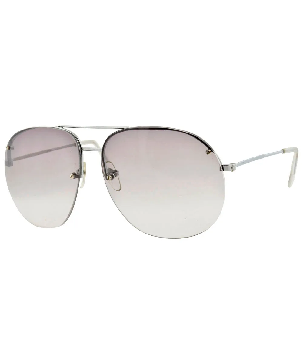 BOMBURST Silver Aviator Sunglasses