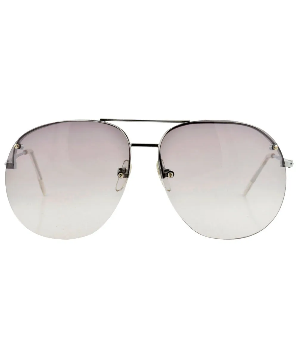 BOMBURST Silver Aviator Sunglasses