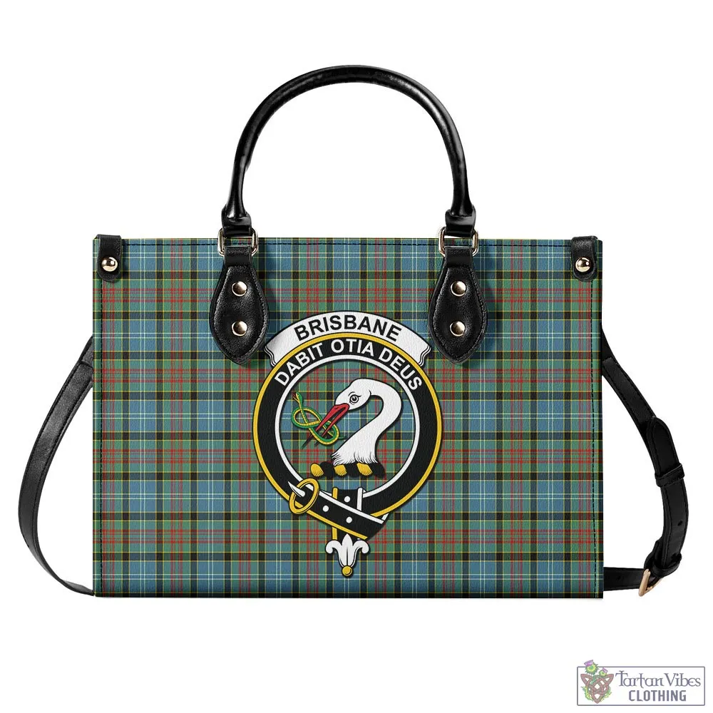 Brisbane Tartan Luxury Leather Handbags with Family Crest