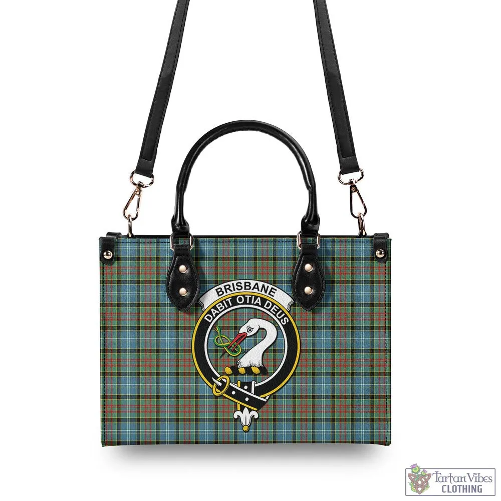 Brisbane Tartan Luxury Leather Handbags with Family Crest