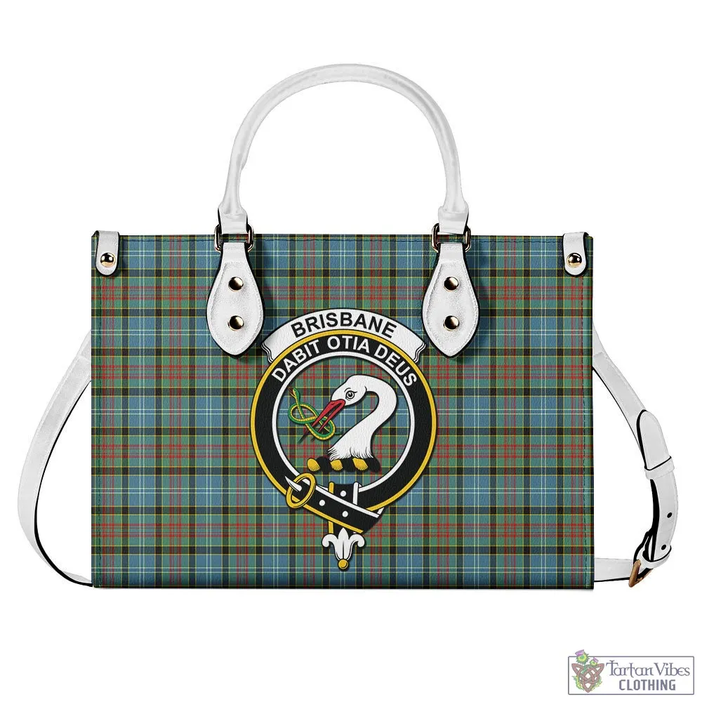 Brisbane Tartan Luxury Leather Handbags with Family Crest