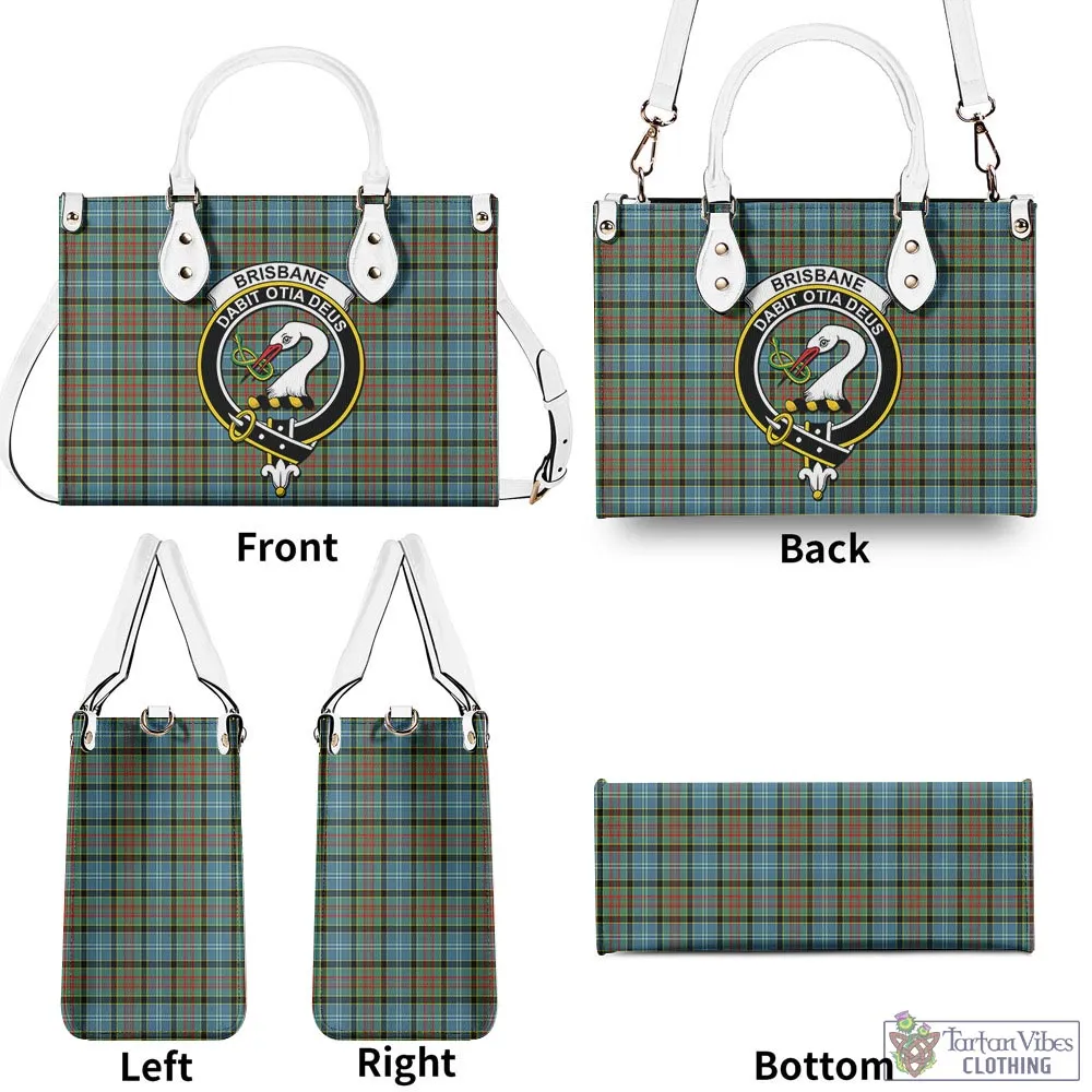 Brisbane Tartan Luxury Leather Handbags with Family Crest