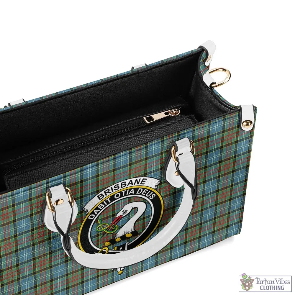 Brisbane Tartan Luxury Leather Handbags with Family Crest