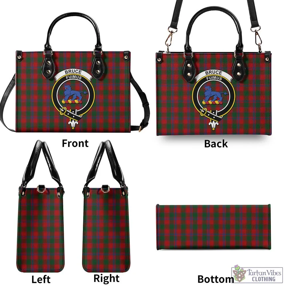 Bruce Old Tartan Luxury Leather Handbags with Family Crest