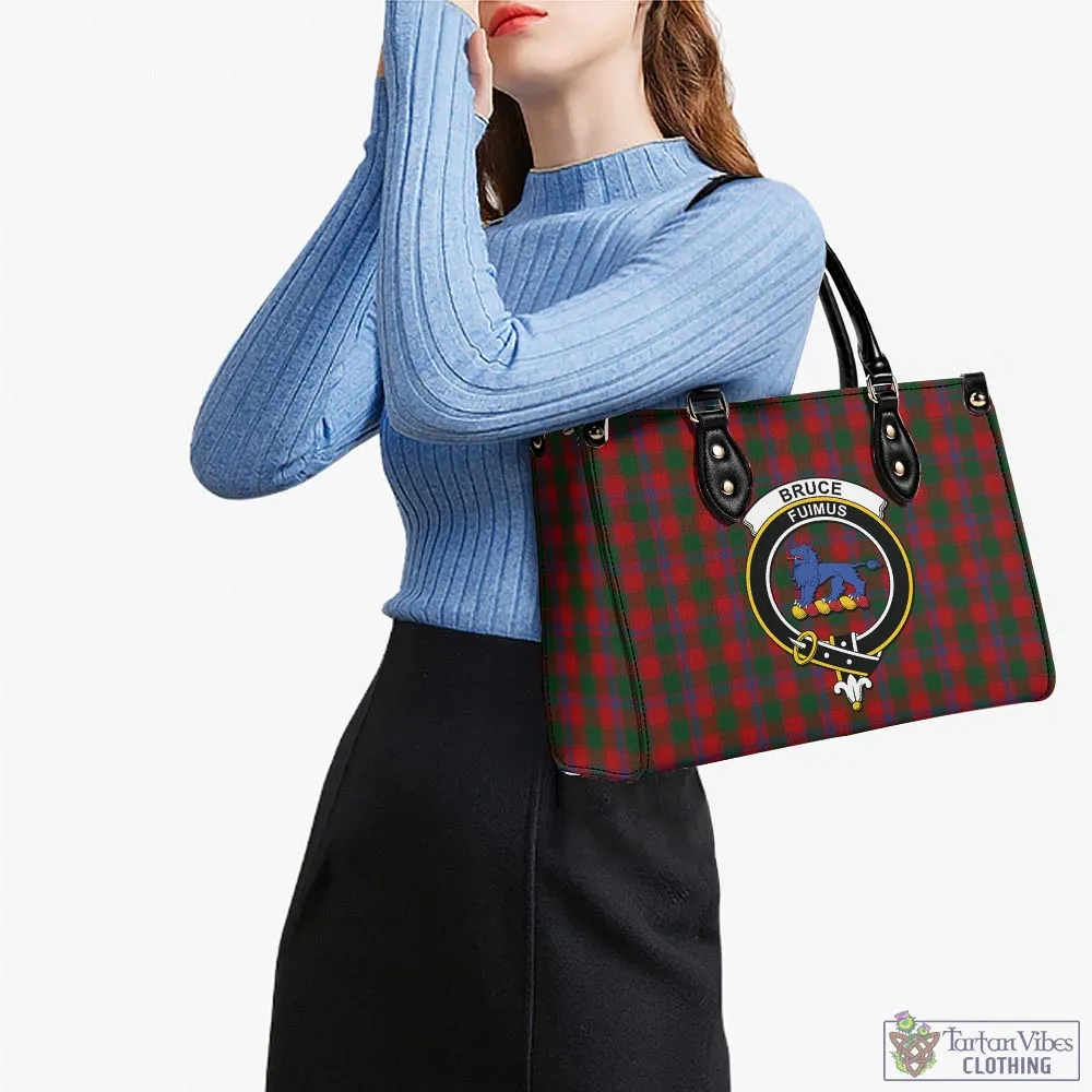 Bruce Old Tartan Luxury Leather Handbags with Family Crest